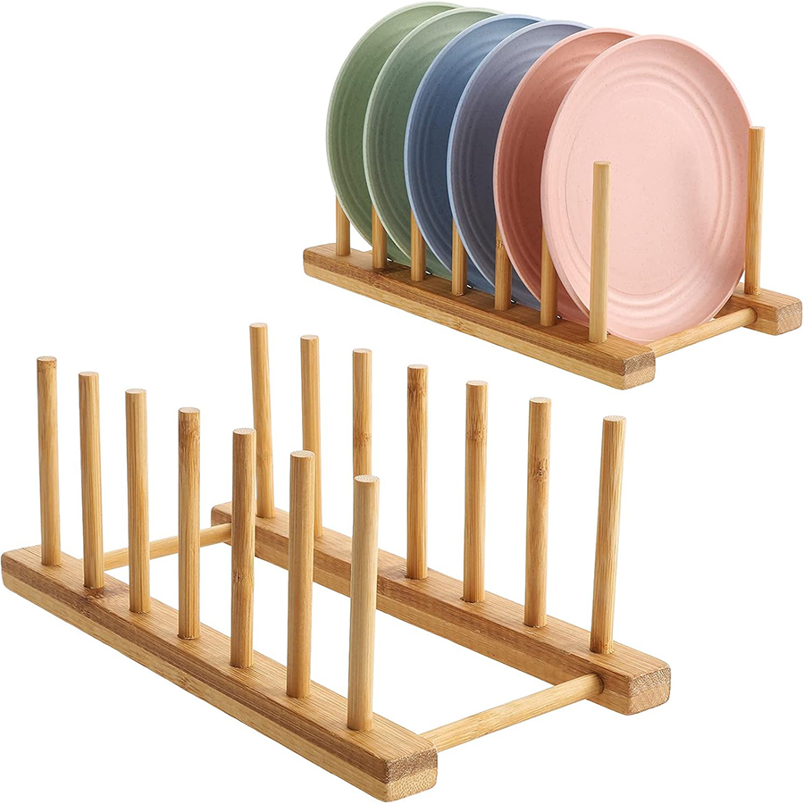 Bamboo Cutlery - 1 buah/2 buah Rak Piring Bambu,